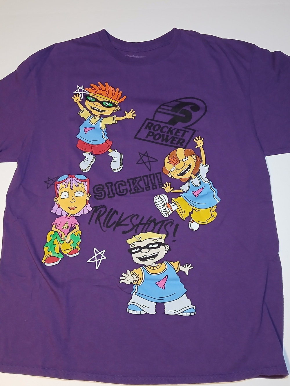 Nickelodeon Purple Graphic Tee with Multicolor Rocket Power Characters Size L